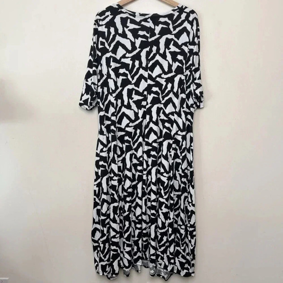 Q'Neel Nordic Design Womens 22 Scoop  Neck Abstract Print Lagenlook Midi Dress - Picture 14 of 14